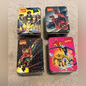 Vintage 1994 Marvel Comic Collectors  Nabisco Tin Box Set Spider-Man Wolverine